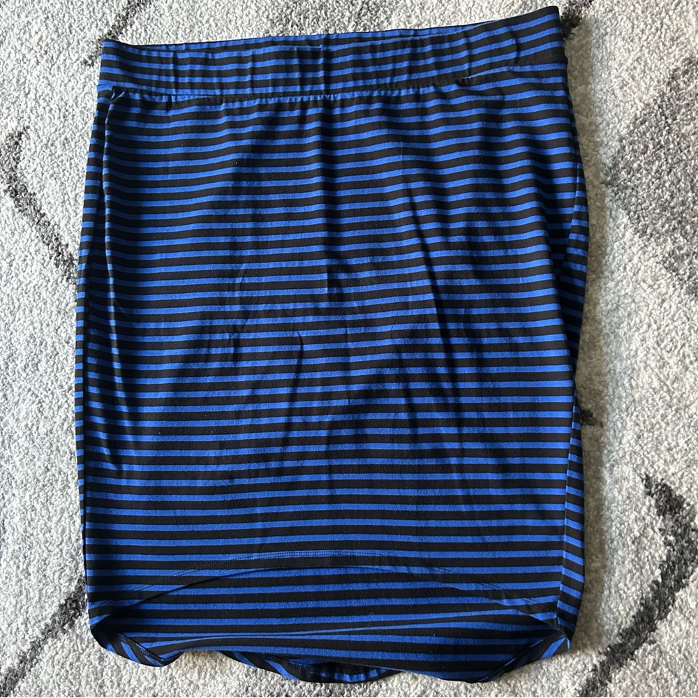 Stripe Blue & Black Hi-Lo Skirt